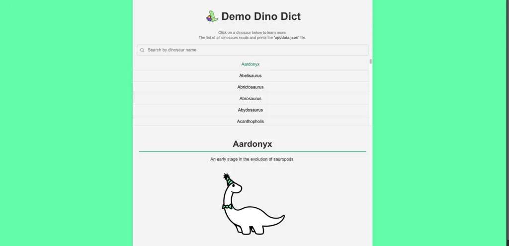 Deno Dinosaur Dictionary Boilerplate template
